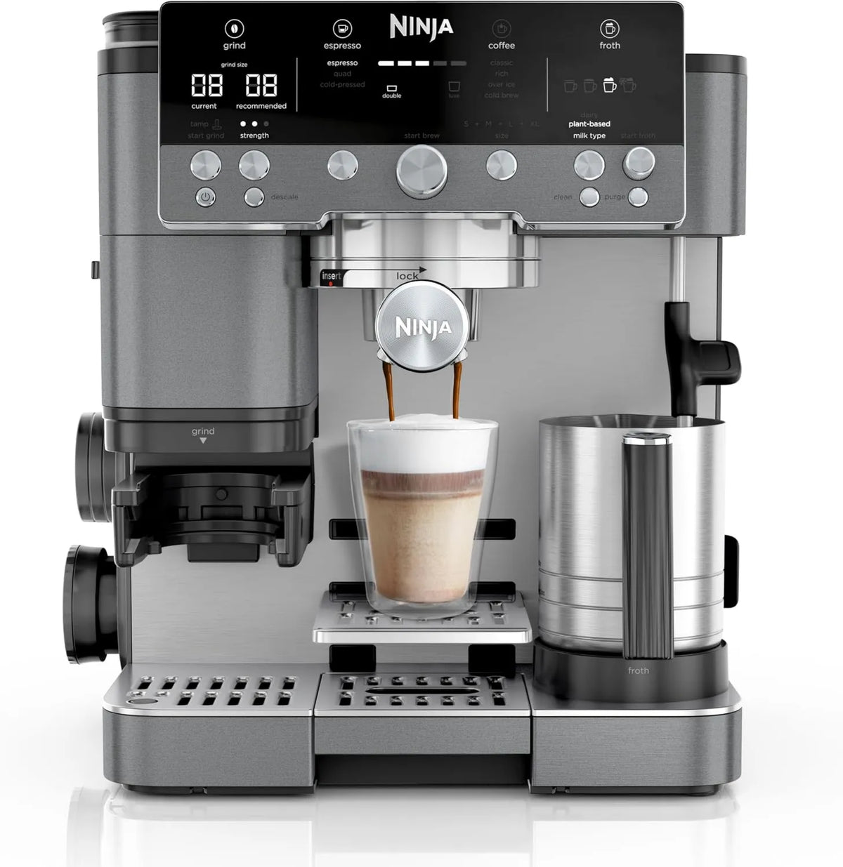 NINJA, ekspres do kawy z ziarnem barista 3 w 1 ES601EUGM, Luxe Premier, półautomatyczny, 3-in-1: espresso ES601EUGM 3-in-1, chłodna ekstrakcja i kawa 3 w 1