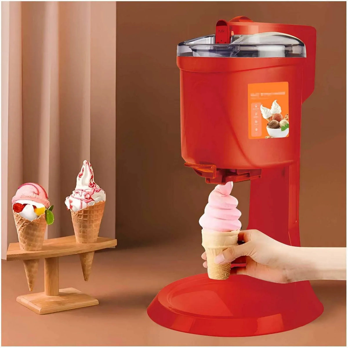 JXUANMM, Sorbet maszyna, CrèMe maszyna, Przenośne, 220 V, 1000 Ml, Czerwony, do domu