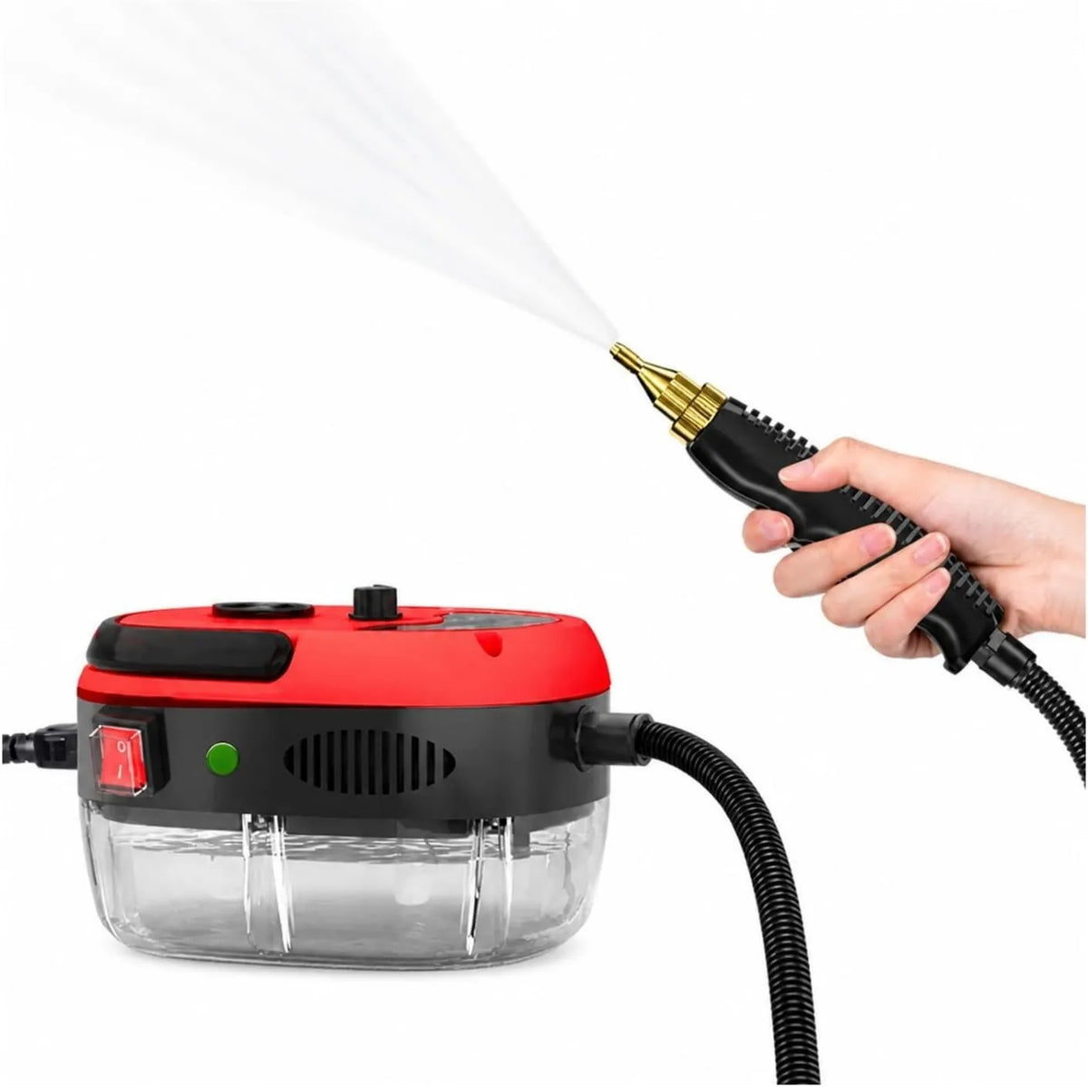 AMRTTWY myjka parowa, Okap próżniowy, 2500 W, okap kuchenny, para parowa, 2 strefy temperaturowe, czerwony, czyszczarka parowa