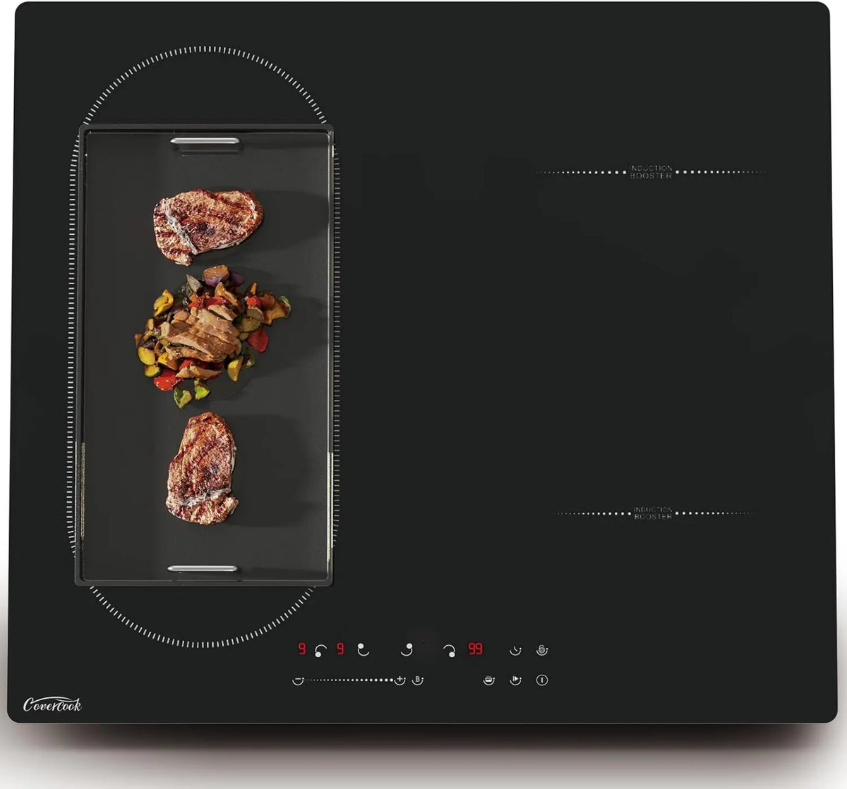 COVERCOOK płyta grzewcza, Płyta indukcyjna, 7000 W, 240 V, stół indukcyjny gotowania, elastyczny obszar, dotyk, zwrotny, 9 poziomów mocy, 220- 240 V, Sterowanie