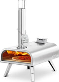 BIG HORN, Elektryczny piec do pizzy, 40, 6 cm, przenośny, na zewnątrz, stal nierdzewna, srebro, laptop imprezowy, 600°C
