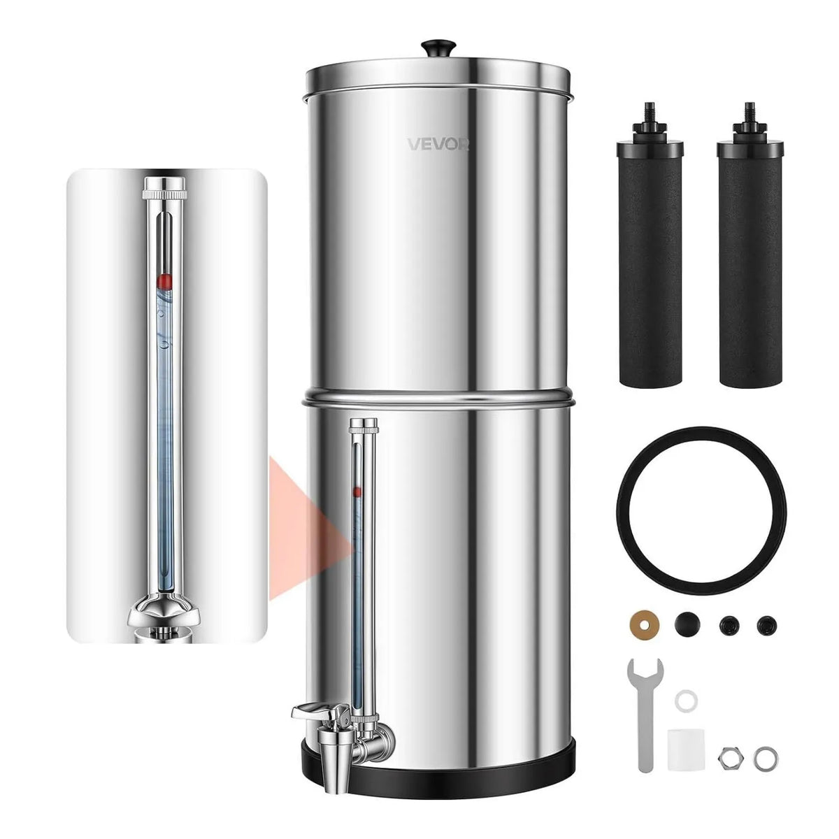 VEVOR, Filter, 5.68 l, dotyk, kemping, stal nierdzewna, na podstawie Kempingi