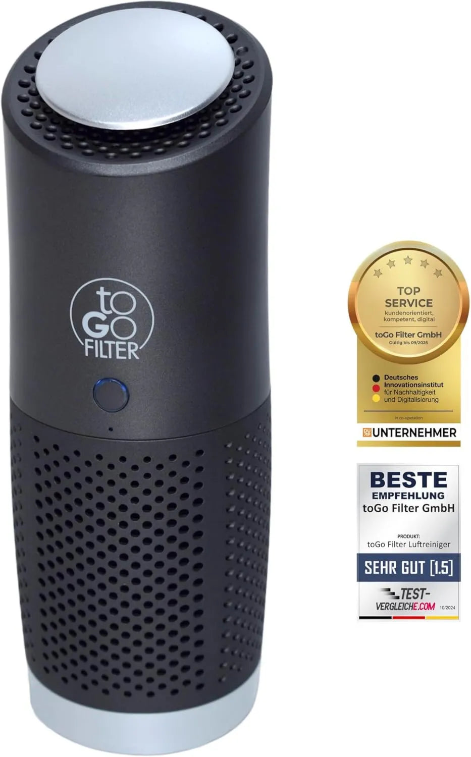 toGo Filter GmbH oczyszczacz powietrza, HEPA 13, przenośny, eliminuje 99, 9% alergii pyłków dymu zapachowego, 3-warstwa filtr system
