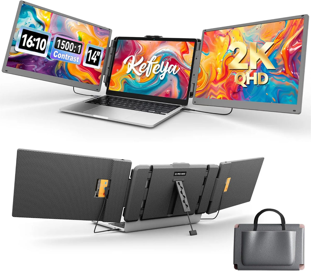KEFEYA monitor komputerowy, 2160P monitor, 14 cali, przenośny, Android OS, 3 '-17', Android z 13, Mac, chromowany