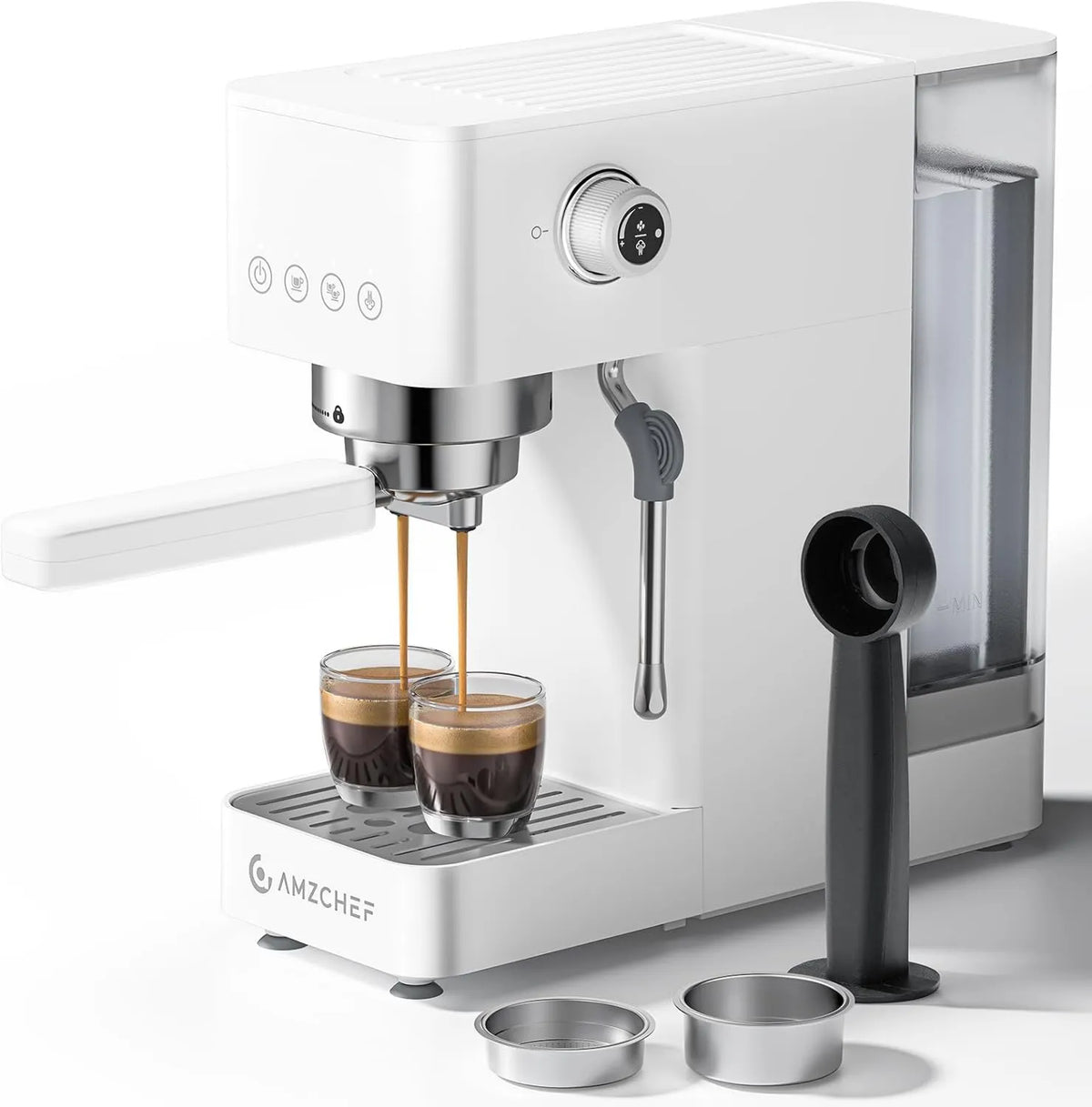 AMZCHEF, Mrozy mleczne, 1, 5 l, Emulgator mleczny, Duży zbiornik, Profesjonalny, Ekspres do kawy espresso 20 bar, 5 l zbiornik wodny