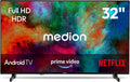 MEDION telewizor, Inteligentny, 32 cale, TV, HDR, Bluetooth, Android OS, Full HD, PVR nagrywania, MD 832100, 80 cm, Telewizja, Prime Video