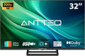 Antteq telewizor, 720p T2, S2, 32 cali monitor, dźwięk Dolby, DVB- T2, HDMI, USB, czarny, centralny Freeview HD Dolby Audio DVB LED, standardowy nieinteligentny TV DVB-T2