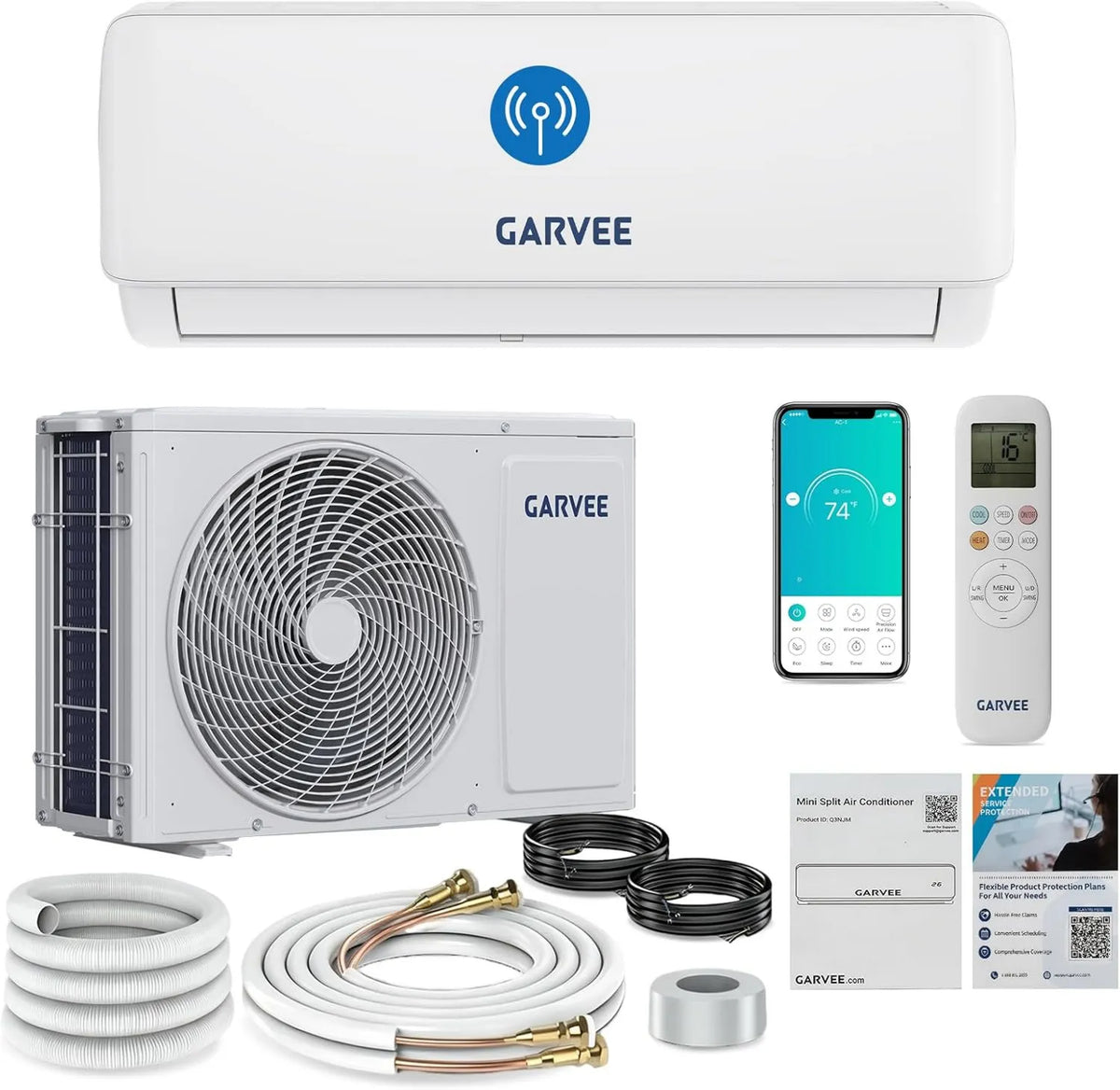 GarveeHome klimatyzator split, Klimatyzator R32, 19 dB, Wi-Fi, Inverter, 12 000 BTU Klimatyzator, Wi-Fi / App