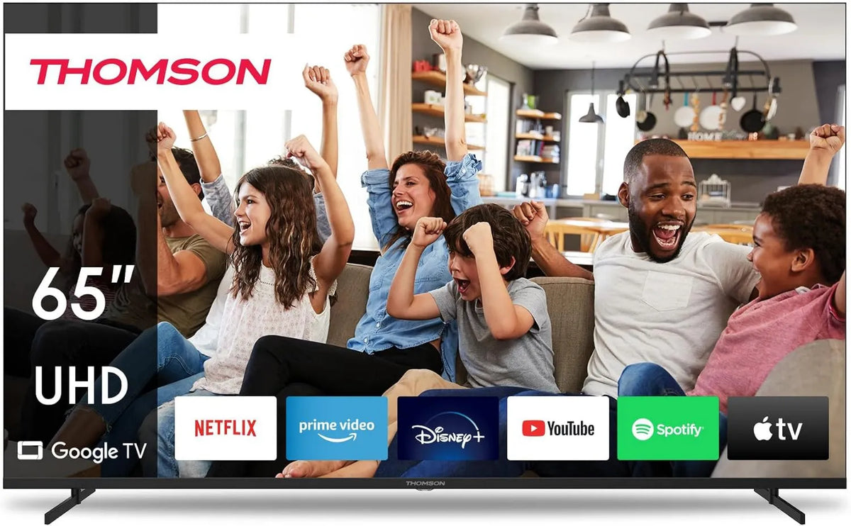 THOMSON telewizor, Google 65UG4S14 Smart TV, 65 cali, TV, 4K UHD, HDR, dźwięk Dolby, HDMI, WiFi, Bluetooth, HDR10, Triple- Tuner, Dolby Audio, 164 cm, CI +