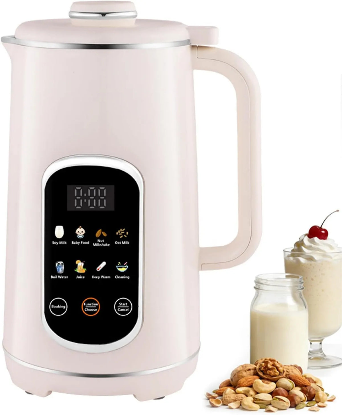 Generic spieniacz do mleka, Maszyna do mleka, maszyna do mleka roślinnego i mleka orzechowego, 8 programów, 1200 ml, licznik, cichy, dla migdałów