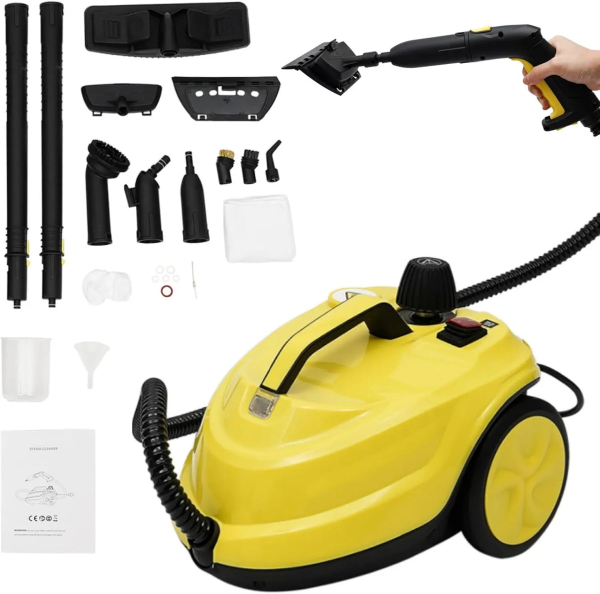 DAOHHFO myjka parowa, Czyszczenie parowe, 1.8 l, 2000 W, przenośne, duży zbiornik, zużycie podłogi, kuchnia, samochód, okna i sofa