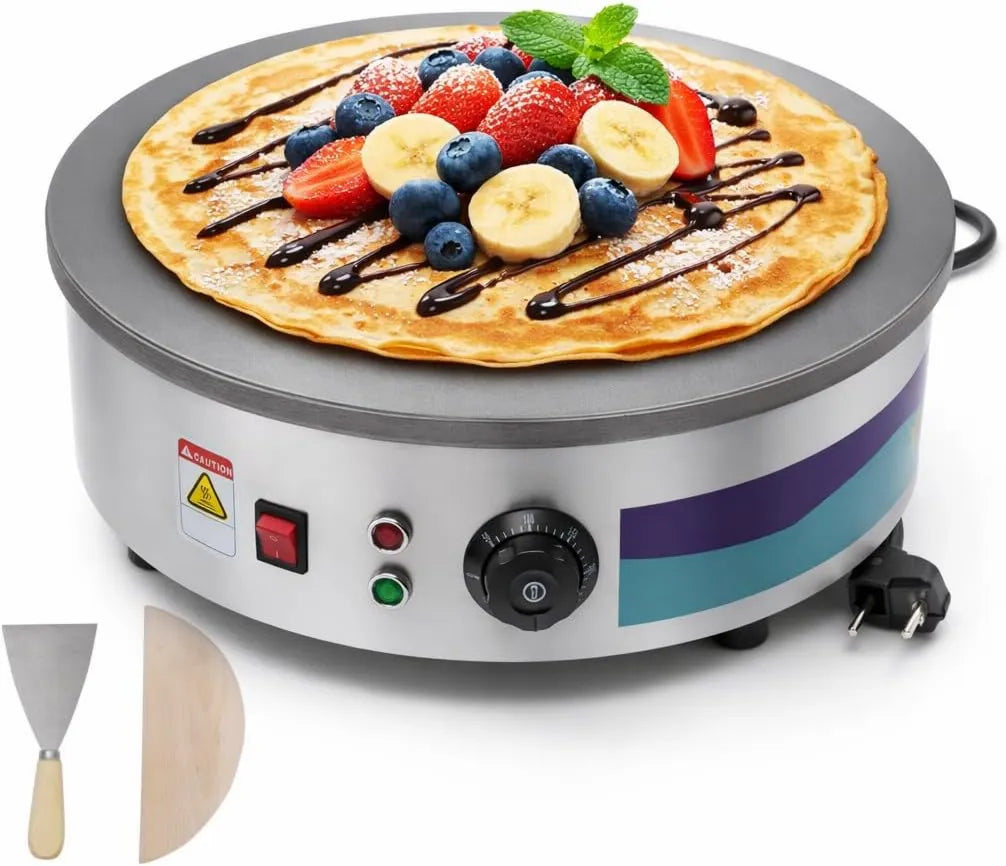 Maszyna do naleśników, 220 V, 3000 W, 45 cm, maszyna do gastronomicznych naleśników z szpatułką i skrobakiem do ciasta