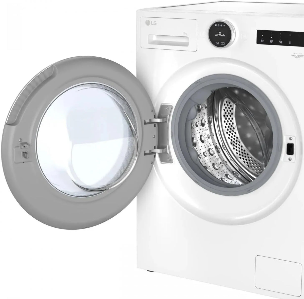 LG pralka, F4X9009TWCE, 23 programów, 9 kg, biały, 60% bardziej wydajny niż A, 1400 tr, min, 900 serii, TurboWash 360 °, AI Direct Drive, ładowanie